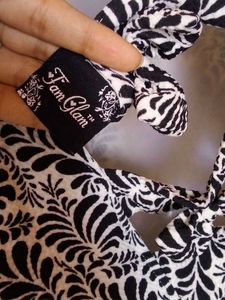 Black and White Sleeveless Top