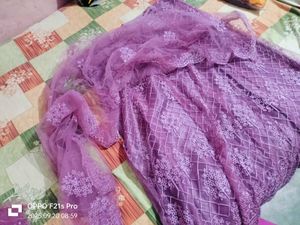Purple Embroidered Unstitched Lehenga Choli