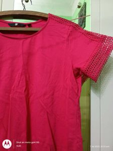 Fig crew neck magenta / rani pink top cutout