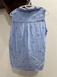 Striped Tie-Front Sleeveless Top