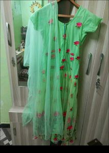 Green Floral Embroidered gown