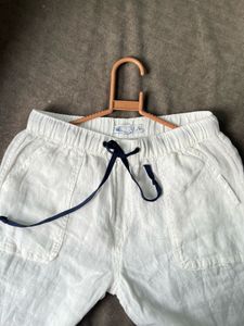 New White Linen Jogger Pant For Summer