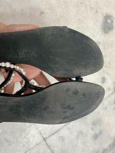Zara Pearl Embellished Sandals