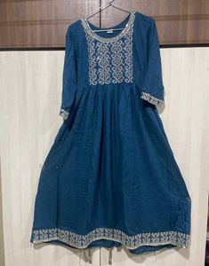 Embroidered Teal Anarkali Frock Suit