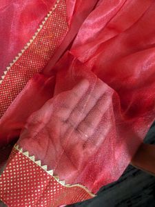 Red Net Saree