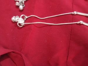 Silver Beaded Anklets with Purple Accents