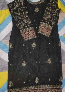 full dabka hand work suit with dupatta and trouser