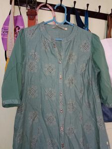 Boho Blue Embroidered Tunic Dress