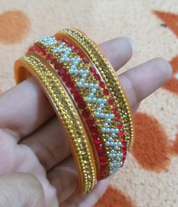 Red Golden Kade Bangles