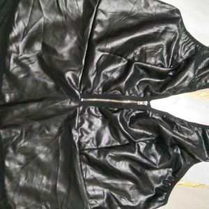 Black Faux Leather Mesh Dress
