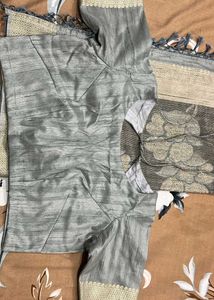 Elegant Grey Floral Saree