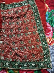 Elegant Red Embroidered Saree
