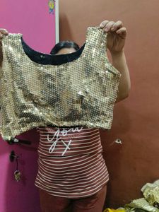Sequence Blouse With Frill Skirt No Dupatta