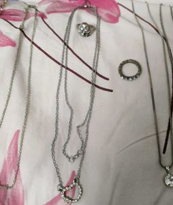Nice fancy necklaces with chains and 2 fingure rin