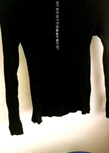 Black Colour Woolen Full Tshirt