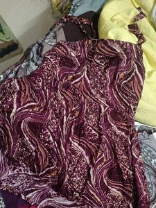 Burgundy shiny short kurti