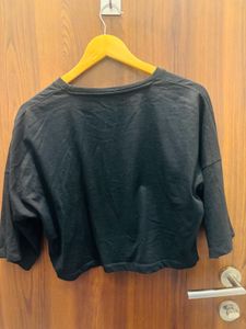 Black &#39;Don&#39;t Live Too Fast&#39; Cropped Sweatshirt