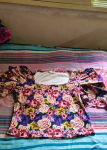 Clearance Sale Floral Print Puff Sleeve Top