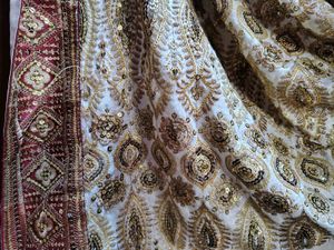 Embroidered Indian White Saree