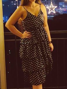 Crepe Polka Printed Short Dress