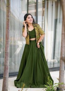 Green Lehenga Choli with Jacket