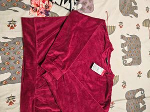 Burgundy Velour Long Sleeve Top
