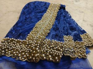 Elegant Blue Embellished Saree