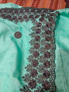 Embroidered Saree with ready blouse