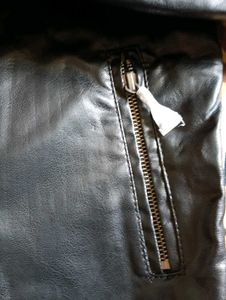 Black Leather-Look Biker Jacket