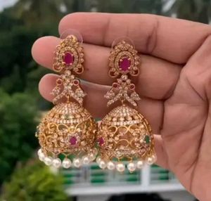 AD Jhumkas with Pearl detailing