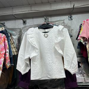 White Ruffle Top