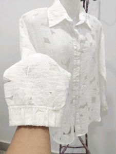 Vintage Sheer White Button-Down