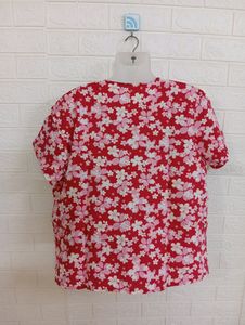 Red Floral Printed Top XL