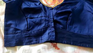 Magenta &amp; Navy Blue Silk Saree With Blouse
