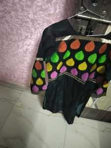 Net Festive Kurta For Women - Black Colour