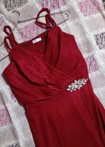 Elegant Red Maxi Dress with padding inside