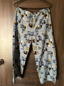 Printed Casual Palazzos Blue