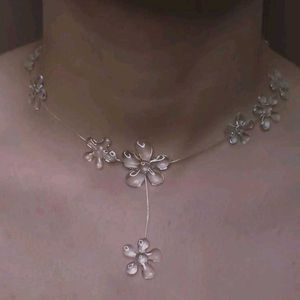 Floral Daisy Choker Water Drop Necklace