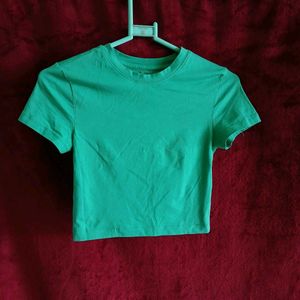 Aesthetic Pinteresty Green Fitted Crop Top Women
