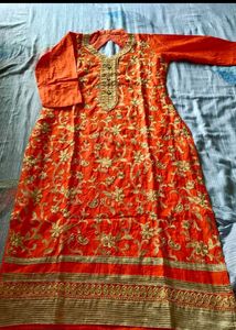 Orange Stitch Kurti