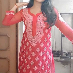 Pink Embroidered Kurta