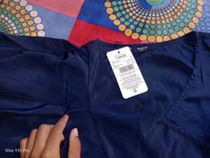 Stylish Navy Blue Ruffle Sleeve Top