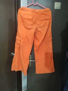 Orange Wide Leg Cargo Pants