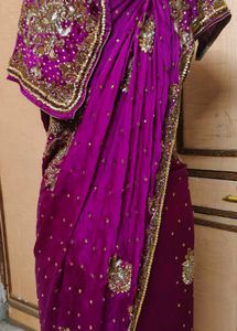 Elegant Purple Embroidered Saree