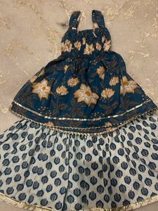 Baby Girl Sleeveless Frock With Sharara Pant
