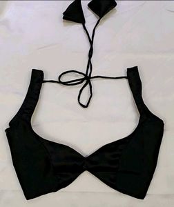 Satin Non Padded 1 Back Hook Deep Neck Blouse