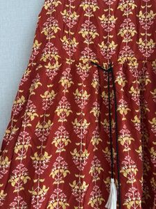 Rust &amp; Yellow Ethnic Print Midi Dress