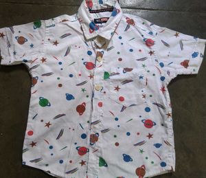 Printed White Cotton Shirt