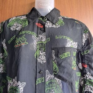 Imported China Printed Black Shirt