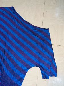 Stylish Off-Shoulder Striped Dolman Ruched Top